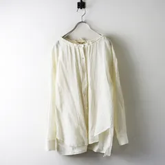 ミディウミ MidiUmi コットンウールガーゼ ビッグシルエット長袖ブラウス アイボリー┃シャツ 幅広 フレア【2400015111742】のサムネイル
