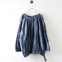 美品 定価60500円 フォーティファイブアール 45R 45rpm 綿麻ダンガリーのサックブラウス(加工) ブルー／トップス 無地【2400015101521】のサムネイル