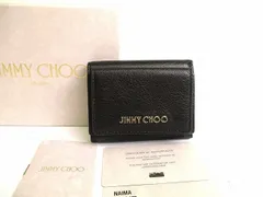 ジミーチュウ Jimmy Choo ロゴ ゴートレザー NAIMA 3つ折り 財布 コンパクト財布 メンズ レディース 【未使用保管品】のサムネイル