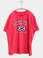 glimmer グリマー Tシャツ/カットソー L ピンク 前面プリント バックプリント ブランドロゴ ミドル丈 半袖 クルーネック(丸首) メンズ レディース
