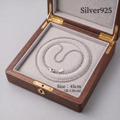 ボールチェーン シルバー925 1mm 極細 輝く S925 ネックレス 45cm 調整可 刻印有 ペンダント 普段使い フリーサイズ シンプル