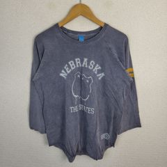 Good On グッドオン 七分袖 ラグランTシャツ カレッジプリント ブルーグレー M メンズ 古着 アメカジ レトロ