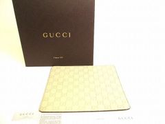 グッチ GUCCI GG シマ レザー マウスパット 下敷き メンズ レディース 【未使用保管品】