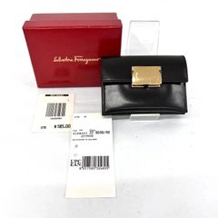 SD9327 Salvatore Ferragamo サルヴァトーレフェラガモ フェラガモ ガンチーニ クリップ アコーディオン 二つ折り財布 コンパクトウォレット コインケース カードケース 小銭入れ カード入れ 金具ゴールド レザー ダークブラウン