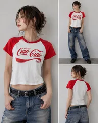 Vintage 90s Ciao Ciao Firenze Italia Raglan T-Shirt Red White 100% Cottonのサムネイル