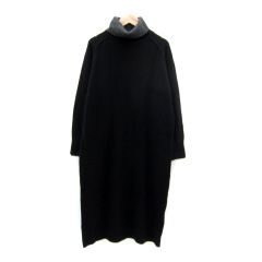 ディレクトワール DIRECTOIRE ニットワンピース ロング丈 長袖 タートルネック 無地 38 M 黒 ブラック /SY6