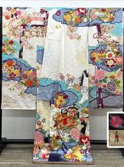 京友禅 振袖 仮絵羽 金駒 金彩 銀彩 正絹 未仕立て品 八掛付き MOK949 