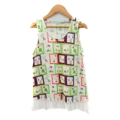 シェリーラファム Cherir la femme カットソー ノースリーブ レース 総柄 M マルチカラー オフホワイト /YK31のサムネイル