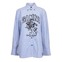 ガニー レディース トップス Tシャツ コットン Ganni Womenstripe Cotton Oversized TShirt Lavender Lustre ラベンダー