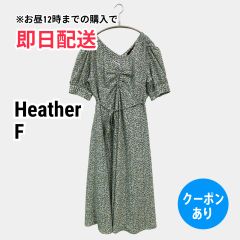 Heather ヘザー ワンピース F ライトグリーン その他総柄 半袖 ひざ丈 フレア レディース
