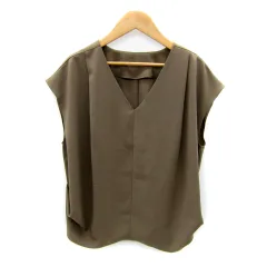 N.Natural Beauty Basic N.ナチュラルビューティーベーシック カットソー ノースリーブ Vネック 無地 オーバーサイズ M 茶 ブラウン /SY36のサムネイル