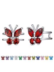 Fan-favorite jewelry: January birthstone zirconia ear cuff for women, sterling silver 925, butterfly design.