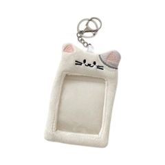 ☆ キャットxホワイト ☆ トレカ パス ケース 推し活 かわいい トレカホルダー 推し活 レディース 持ち運び バッグチャーム パスケース トレカケース おしゃれ メンカラ 推しカラー カードケース かわいい 紛失防止 カード収納 チェキ ホルダー ケース