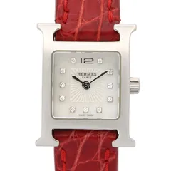 エルメス HERMES 腕時計 Hウォッチ ミニ ホワイトシェル HH1.110 ホワイトシェル ステンレススチール ダイヤモンド Hウォッチ ミニ レディース Used A
