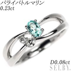K18WG 파라이 배틀 마린 다이아몬드 링 0.23ct D0.08ct