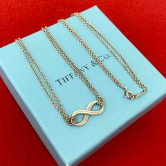 完美品】TIFFANY ネックレス インフィニティ ダブルチェーン シルバー