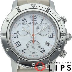 エルメス クリッパー クロノグラフ ダイヤベゼル シェル CP2.430  SS/ラバー メンズ時計 ホワイトシェル 仕上げ済