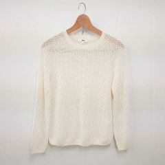 UNIQLO ユニクロ 3Dメッシュ クルーネック セーター 長袖 ホールガーメント オフホワイト Mサイズ ◎_〇□