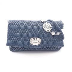 ミュウ ミュウ Miu Miu ショルダーバッグ NAPPA CRYSTAL マテラッセ 2WAY ネイビー レザー クリスタル マテラッセ ショルダーバッグ レディース Used B