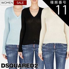 종류 11:XXS/블루 [정가 111,100엔(부가세 포함)]DSQUARED2 디스퀘어드 가벼운 겉옷 기분과 부드러운 촉감은 버릇이 될 것 계약 코튼 V넥 니트 코튼 니트 스웨터 크림 블랙 블루 S75HA165