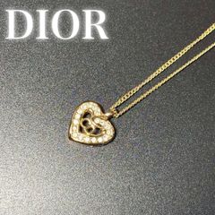 美品◎Christian Dior ラインストーン ハートモチーフ ネックレス