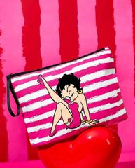 Betty Boop　ベティちゃん　ポーチ　ピンク×ホワイト　ベティブープ　コスメポーチ　メイクポーチ　化粧ポーチ　マルチポーチ　可愛い　アメコミ　キャラクター　レトロ　ギフト　プレゼント　海外製品