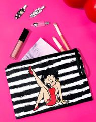 Betty Boop　ベティちゃん　ポーチ　ブラック×ホワイト　ベティブープ　コスメポーチ　メイクポーチ　化粧ポーチ　マルチポーチ　可愛い　アメコミ　キャラクター　レトロ　ギフト　プレゼント　海外製品