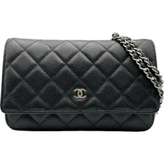 シャネル CHANEL マトラッセ チェーンウォレット A33814 31番台 ブラック シルバー金具 キャビアスキン レディース ショルダーバッグ