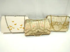 平和屋着物▼和装小物　和装バッグまとめて３点　ハンドバッグ　佐賀錦　螺鈿　舞蝶　御所車花文　金糸　逸品　CABJ1564ju