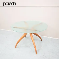 .☆porada☆ポラダ ダイニングテーブル RETRO1 レトロ1 Φ110 チェリー材 フロストガラス 無垢材⑤