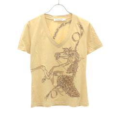Christian Dior Boutique クリスチャンディオールブティック 20006 ガリアーノ期 ホースエンブロイダリーVネックTシャツ 6E16155902 ベージュ F 42