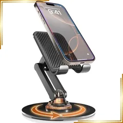 【新品】 Cooper 360°スマホスタンド 高さ調整 卓上 スマホスタンド 携帯スタンド 卓上撮影 スマホ台 スマホホルダー 三脚（ブラック）Women コンパクト