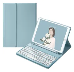 HENGHUI 対応 iPad Pro 11インチ (M5/M4) キーボード ケース 丸型キー 可愛い カラーキーボード カラフル 2025/2024年 iPadPro11インチ用 分離式 キーボード付き カバー アップルペンシル 収納可能,ブルー