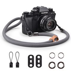 [VOVMOEYA] Camera Neck Strap Shoulder Strap, Crossbody Strap, Quick Release, Climbing Rope Material, Nylon, with Metal Ring, Compatible with Fuji, Sony, Canon, Nikon, DSLR/Mirrorless/Compact Cameras, Gray