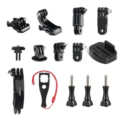 HSU アクションカメラ用アクセサリーセット 13in1セット 1/4ネジ 延長アーム ヘルメットマウン 固定用 GoPro Hero12/11/10/9/8/7/6/5対応 及び他のアクションカメラ
