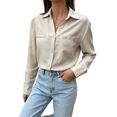 【送料無料】 クリアフラワー レディース シャツ トップス Womens Button Down Shirt With Chest Pockets Long Sleeves Collared Blou
