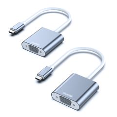 BENFEI 2개 USB-C-VGA 어댑터,Thunderbolt 3/4(USB Type C)-VGA 어댑터,HD 1080P 타입 c VGA 변환 어댑터 iPhone 15 Pro/Max, MacBook Pro/Air 20 ...