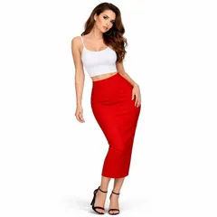 【送料無料】 メガリテイラー レディース スカート ボトムス Premium HighWaist Pencil Skirt Red