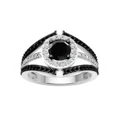 ジュエルエクセス レディース アクセサリー リング Jewelexcessterling Silver 1 CaratW Black White Diamond Ring Sterling ホワイト