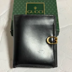 GUCCI グッチ 折り財布 ブラック レザー ゴールド金具 Gロゴ 二つ折り