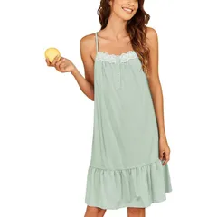 エコアー レディース アンダーウェア ナイトウェア シャツ コットン レース Ekouaer Cottonightgowns Night Gown Lace Sleep Dress Buttonigh