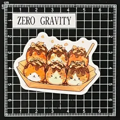 M343　猫と食べ物防水ステッカーZEROGRAVITY