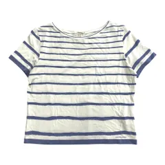 良品 HERMES エルメス マルジェラ期 ボーダー Tシャツ カットソー ロゴ 90's 00's オールド ヴィンテージ サイズME ブルー ホワイト メンズ 古着 中古 USED