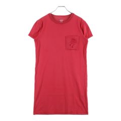 HERMES (エルメス) T-Shirt クロシェット ロゴ刺繍 半袖Tシャツ ワンピース ドレス レッド レディース