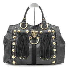 GUCCI（グッチ）バブーシュカ フリンジスタッズ トートバッグ ブラック レザー ゴールド金具 レディース 207301【中古】