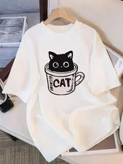 猫柄 ユニセックス Tシャツ 半袖 プリント