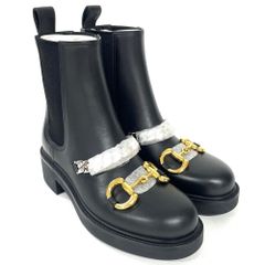グッチ GUCCI ホースビット チェルシー ブーツ 670393 ブラック レディース【中古】