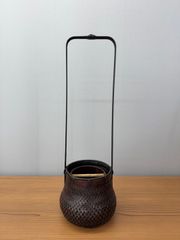 作家者 竹籠 花入 置き花入れ 籠 茶道 華道 竹編み 花器 茶道具 骨董