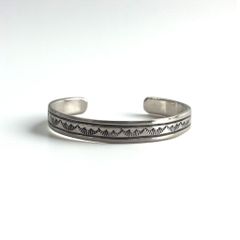 Navajo Indian Jewelry by Rick Enriquez, Silver Bangle, RE STERLING, Stamped, Cuff Bracelet, Stampwork, Indian Jewelry