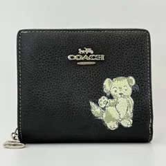 COACH コーチ 二つ折り財布 犬 ドッグモチーフ 黒 ブラック コンパクト